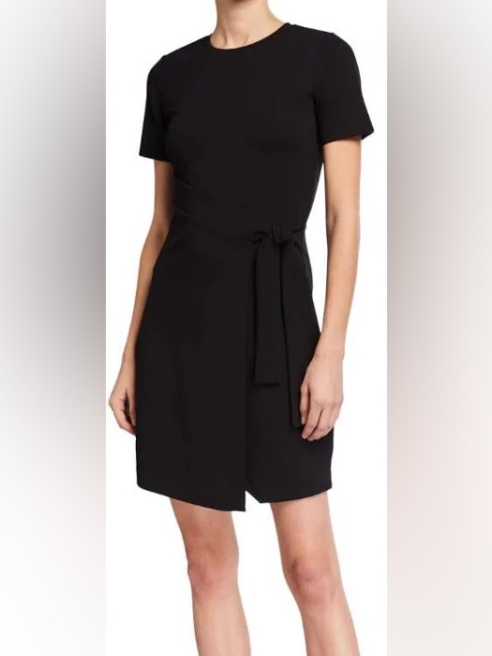Michael Kors Black Short-Sleeve Wrap-Style Mini Dress